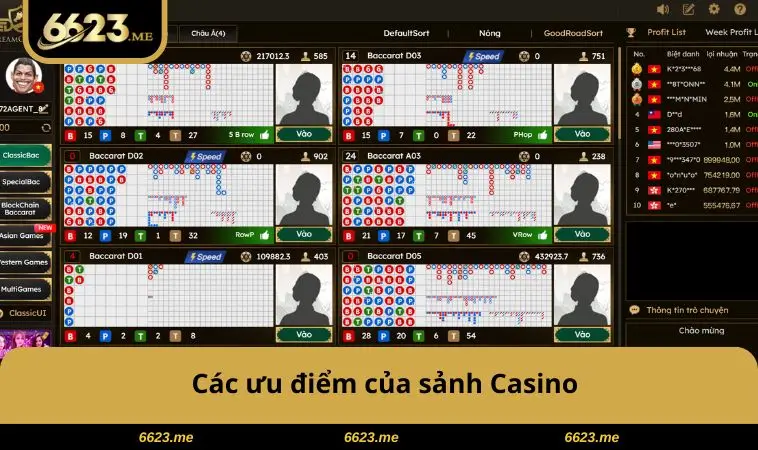 Các ưu điểm của sảnh Casino