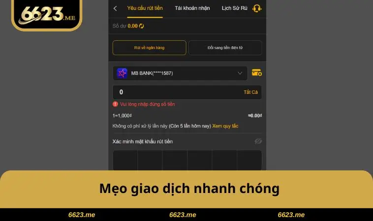 Mẹo giao dịch nhanh chóng